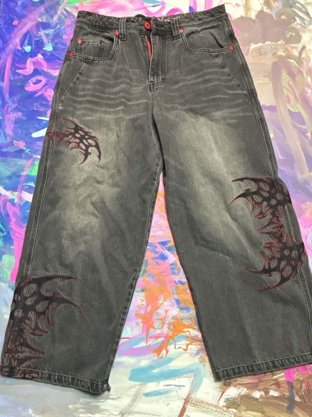 Vitriol Void Cryptic Black Wash Ultra Wide Denim Jeans Size 30
